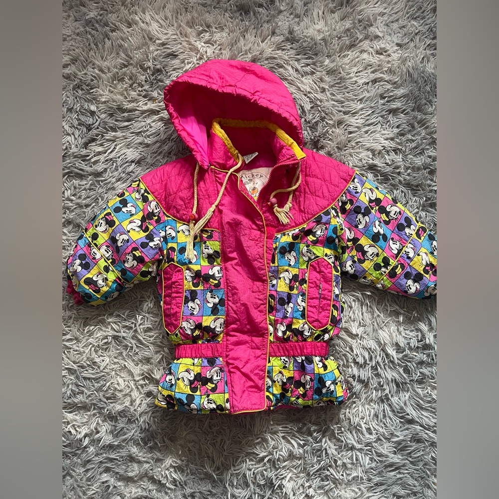 Vintage Disney Mickey & Co. Mighty Mac Puffer Jacket Kids Size 5 Pink 90s